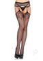 Leg Avenue Industrual Net Stocking With Dutchess Lace Top And Attached Multi-strand Garter Belt - O/s - Black